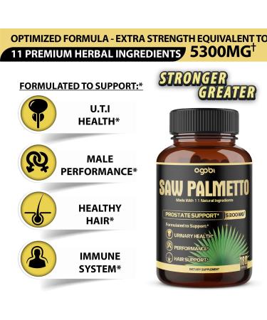 11-in-1 Saw Palmetto Capsules - 5300mg w/ Ashwagandha, Turmeric & More - Prostate & Hair Support - 180ct - Buy Online on GoSupps.com