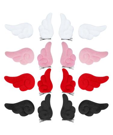 Haakong 16Pcs 4 Color Wings Hair Clips Angel Hairpin Kawaii Hair Accessories Cosplay Accessories Cartoon Hair Clips Plush Hair Cosplay Accessories Kawaii red  black  white  pink
