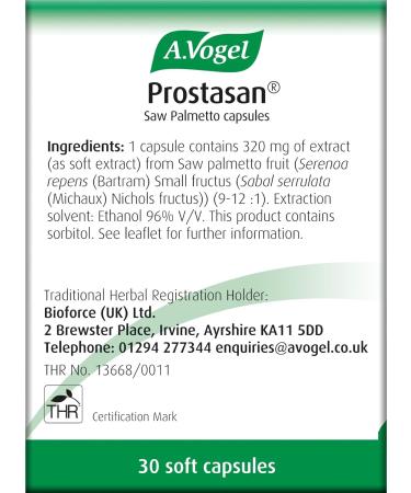 A.Vogel Prostasan Saw Palmetto Capsules - Prostate Supplement for Men | Relieve BPH Urinary Discomfort | 1 Month Supply - 30 Capsules - Buy Online on GoSupps.com