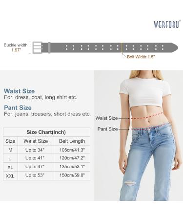 Double Grommet PU Leather Punk Belt for Women Men - 1.5 Wide 2 Hole Belts - A-Black - Fits Waist Up to 34 - Buy Online on GoSupps.com