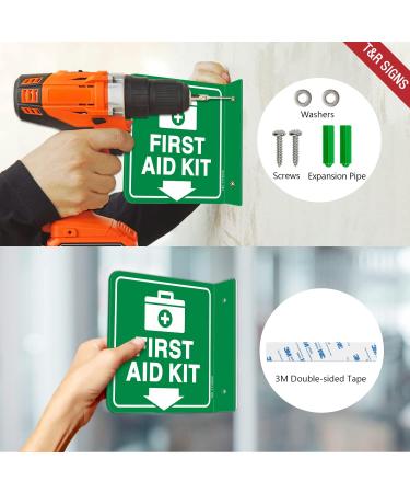 T&R First Aid Kit Sign First Aid Kit with Down Arrow - 2 Pack - 6 x 6 Inches Acrylic 2 pre-drilled holes Includes Matching Screws Use for Office/Business - Buy Online on GoSupps.com