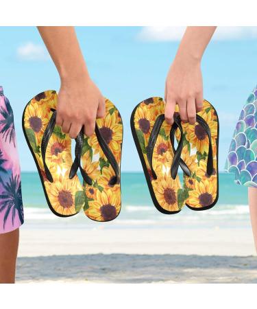 Buy Mnsruu Sunflower Oil Painting Flip Flops & Slippers for Men & Women | Perfect for Home Spa Travel - International Shipping Available - Buy Online on GoSupps.com