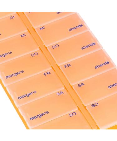 Com-Four 7-Day Medication Doser - Pill Organiser with 2 Compartments - Weekly Tablet Storage Box (Orange) - International Shipping Available - Buy Online on GoSupps.com