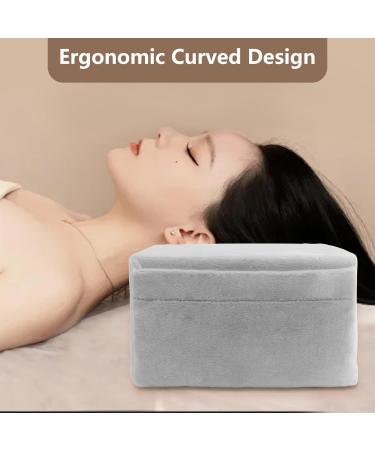 Beauty Salon Eyelash Extension Neck Pillow - Comfortable Velvet Memory Foam with Makeup Pocket (Grey) | Grafted Eyelash Curve Pillow for Neck Support - Buy Online on GoSupps.com
