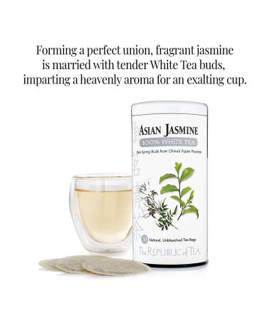 Republic of Tea Asian Jasmine White Tea - 50 Bags, Authentic Low Caffeine 100% White Tea - Buy Online on GoSupps.com