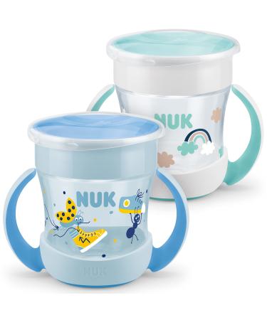 NUK Mini Magic Cup Sippy Cup | 360 Anti-Spill Rim | 6+ Months | Easy Grip Handles | BPA-Free | 160 ml | Boy | 2 Count Ladybird (Blue) 2 Count (Pack of 1)