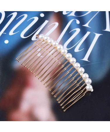 Dervivea French Pearl Hair Comb Pin Bridal Pearl Hair Combs Vintage Pearl Side Comb Hair Piece Weddings Pearl Hair Comb Decorative Hair Accessories for Women and Girls Headdress (A) - Buy Online on GoSupps.com