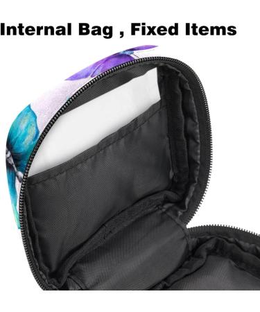Sanitary Napkin Storage Bag with Zipper for Women & Teens - Purple Green Butterfly Design - Buy Online on GoSupps.com