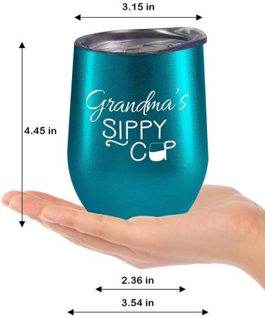 Fancyfams Grandma's Sippy Cup Tumbler - 12oz Stainless Steel Insulated Wine Tumbler with Lid & Straw | New Grandma & Funny Birthday Gift - Turquoise - Buy Online on GoSupps.com