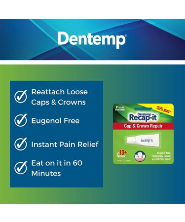 Dentemp Recap-It Cap and Crown Repair Dental Kit - Fast Acting Formula Cement for Loose Caps (Pack of 3) - Temporary Cement for Crown and Bridge - Buy Online on GoSupps.com