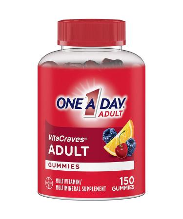 One A Day VitaCraves Adult Multivitamin Gummies Supplement with Vitamin A Vitamin C Vitamin D Vitamin E and Zinc for Immune Health Support* & more 150 Count Regular 150 Count (Pack of 1)