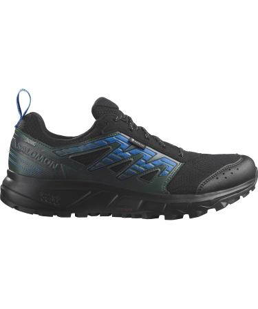 Salomon Men's Gore-Tex Trail Running & Hiking Shoes - Comfortable Outdoor Footwear | Size 45 1/3 EU - Black/Darkest Spruce/Ibiza Blue - Buy Online on GoSupps.com