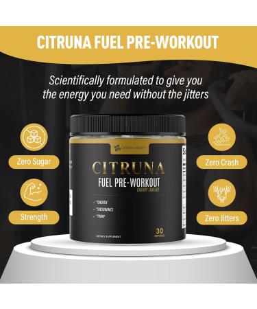 Citruna Fuel Pre Workout Mix and Energy Supplement, Zero Sugar Drink with B-Complex Vitamins to Boost Strength, Sharpen Focus, and Increase Endurance - 30 Servings, Cherry Limeade Flavor - Buy Online on GoSupps.com