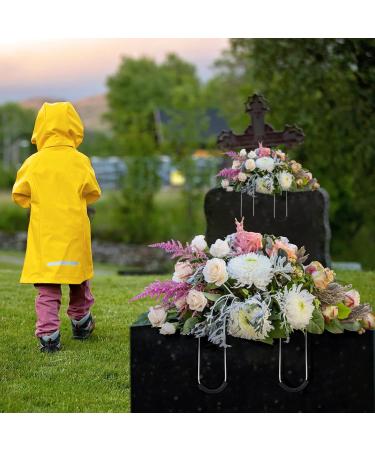 4 Pack 12 Inch Gravestone Flower Saddle for Cemetery Headstones - Rustproof Galvanized Wire Tombstone Holder with Floral Foam - Buy Online on GoSupps.com