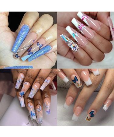 Baoximong Butterfly Nail Stickers - 8 Sheets Colorful Spring 3D Self-Adhesive Decals | Holographic Laser Design Nail Art Accessories for Women - Buy Online on GoSupps.com