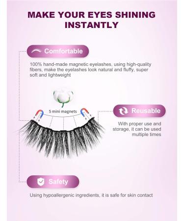 Magnetic Eyelashes with Eyeliner 6-Pair Long Lasting Magnetic Lashes Reusable 2 Tubes of Magnetic Eyeliner No Glue Needed Eye Lashes with Scissors Tweezers & Mirror Case - Buy Online on GoSupps.com