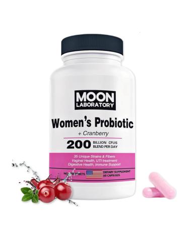 Women's Probiotic & Prebiotic, 200 Billion CFUs, 35 Unique Strains & Fibers. PH balance, Vaginal Health, UTI treatment, Digestione support, Immune boost. With Cranberry & D-Mannose. 60 Capsules