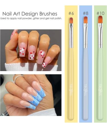 TEOYALL 7 PCS Gel Nail Brushes Set - Oval Flat & Builder Tips for Poly Gel Extension - Multicolor Nail Art Brushes - Buy Online on GoSupps.com