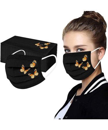 Butterfly Face Shield 50pcs Disposable Mouth Cover Breathable 3 Layer Dust Face Bandanas for Adult Men & Women A One Size - Buy Online on GoSupps.com
