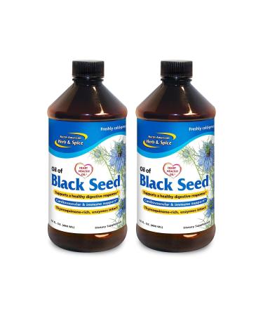 NORTH AMERICAN HERB & SPICE Black Seed Oil - 16 fl oz Pack of 2 - Digestive & Immune Support - Non-GMO - 192 Total Servings 16 Fl Oz (Pack of 2)