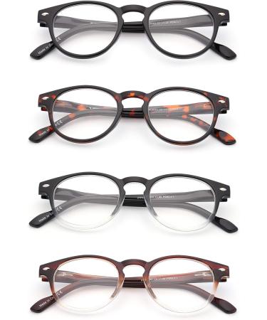 JM 4 Pack Vintage Round Spring Hinge Reading Glasses for Men & Women +1.0 Mixed Color Set - Buy Online on GoSupps.com