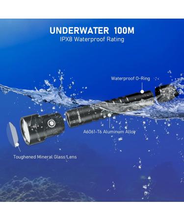 Sofirn SD09L Diving Torch 6800 Lumen LED Torch Extremely Bright Diving Torch 100 m Underwater LED with 3 x SST40 IPX8 Professional Waterproof with Class A++ Rechargeable Batteries Energy - Sd09l Kit - Buy Online on GoSupps.com