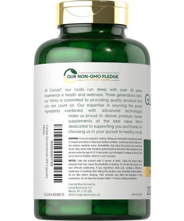 Glucomannan Capsules 200 Count | Soluble Fiber Pills | Non-GMO Gluten Free Supplement by Carlyle - Buy Online on GoSupps.com