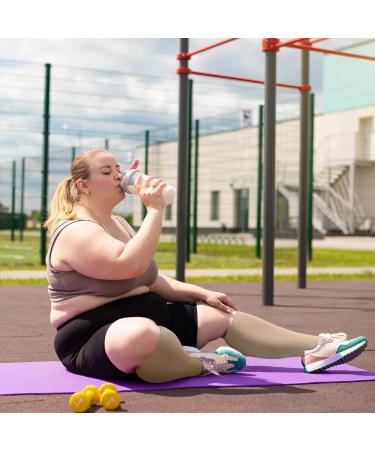 Zfsock Compression Stockings for Thick Calves - Medical Support Socks 20-30mmHg for Men & Women | Travel Sport & Nurse Flight Socks | L-XL Skin Color - Buy Online on GoSupps.com