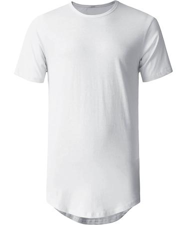 Men's Hipster Curve Hem Droptail Tee - White - Large | Hat and Beyond - Buy Online on GoSupps.com