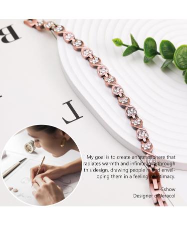 Jeracol Copper Bracelet for Women Infinite Love Design Copper Magnetic Bracelet with 3800 Guass Strength Magnets Adjustable Length with Sizing Tool in Gift Box(Love Crystal) Copper-love - Buy Online on GoSupps.com