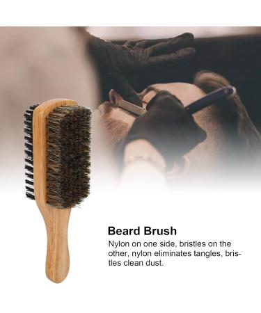 Double-Sided Beard Brush with Wooden Handle | Premium Shaving & Facial Hair Comb for Men - Buy Online on GoSupps.com