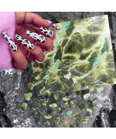 Nail Decoration 3D Adhesive Decals Amber Green Nail Sticker Aurora Ice Cube Glitter(02) Style02 - Buy Online on GoSupps.com
