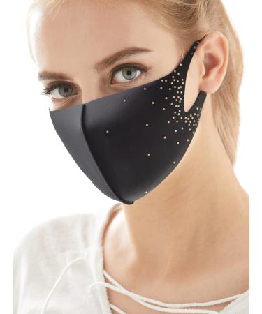 LOOKA | Protective Fashion Crystal Mask | Washable and Reusable | Comfortable | AG Planeta Gold (Small Medium)