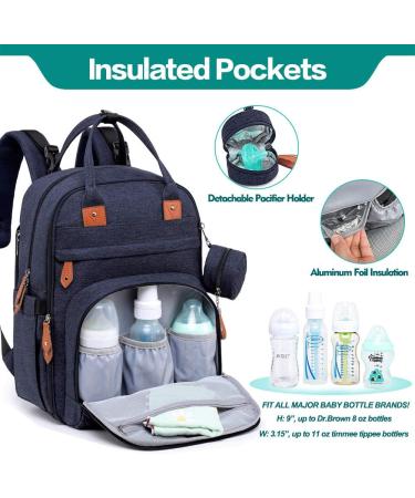 BabbleRoo Baby Diaper Bag | Navy Blue Nappy Backpack | Stylish & Functional International Shipping Available - Buy Online on GoSupps.com