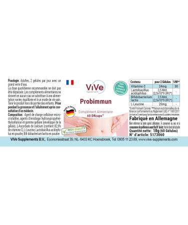 Probimmun - High Dose Lactobacillus Acidophilus & Bifidobacterium Lactis | 60 Time-Delayed Drcaps | Quality Probiotics from Germany by Vive Supplements - International Shipping Available - Buy Online on GoSupps.com