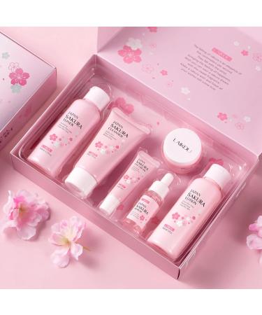 LAIKOU Skin Care Set JAPAN SAKURA Women Beauty Gift Sets Skin Care Kit with Cleanser, Toner, Lotion, Serum, Eye Cream, Face Cream Travel Kit for Women Teen Girls Mom Daughter TSA-friendly Sizes 6pcs - Buy Online on GoSupps.com