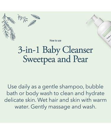 Wash with Water 3-in-1 Organic Baby Hair Shampoo & Body Wash - Moroccan Argan Oil, Vegan & Cruelty Free - 8 oz Pump Bottle - Sweetpea Pear - Buy Online on GoSupps.com
