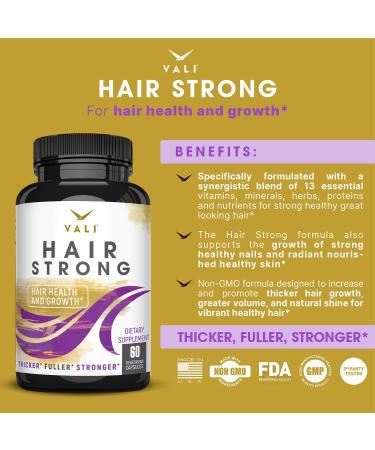 VALI Hair Strong Vitamins with Biotin, Keratin & Collagen - 60 Capsules for Healthier Hair, Skin & Nails - Buy Online on GoSupps.com
