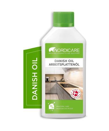 Danish Oil for Wood by Nordicare - Danish Oil Underlines The Natural Structure of The Wood (Oak Cherry Pine and More) - Wood Oil for Wooden Worktops - Made in Denmark (500ml) 500 ml