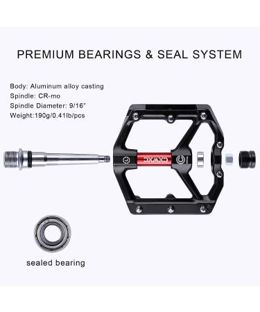 CXWXC Aluminum Alloy Road/MTB Bike Pedals - Mountain Bike Pedal with Removable Anti-Skid Nails - Black-Red - Buy Online on GoSupps.com