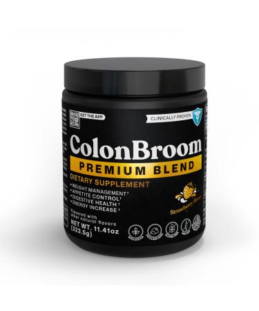 ColonBroom Premium Powder Supplement (Strawberry) - Colon Broom Psyllium Husk Fiber Powder Drink - Gluten Free Non-GMO Colon Cleanse for Bloating Relief & Gut Health 50 Servings 11.41 Ounce (Pack of 1)