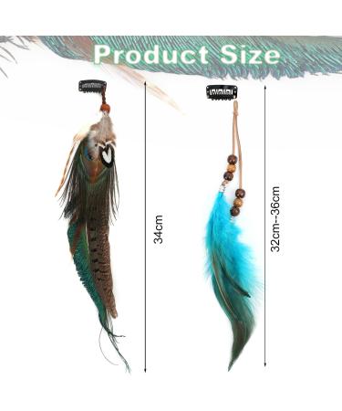 MWOOT 6Pcs Clip In Peacock Feather Hair Extensions for Women - Handmade Bohemian Hippie Hair Clips for Halloween, Carnival, Cosplay & Parties - Buy Online on GoSupps.com