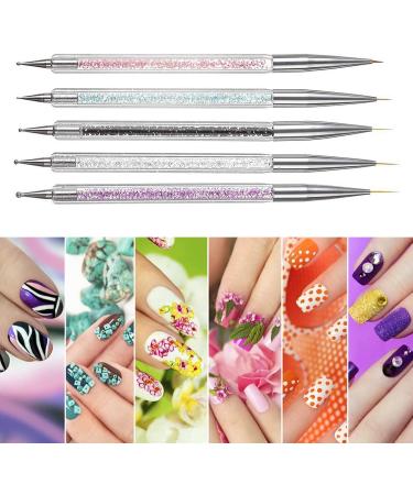5 PCS Double Ended Nail Art Liner Brushes & Drawing Pens Set for Manicure - Perfect for French Nails, Carving, and DIY Nail Art - Buy Online on GoSupps.com