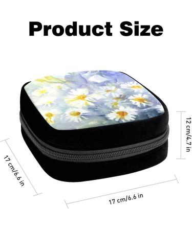 GIAPB Period Bag | Sanitary Napkin Storage | Pad Holder and Makeup Pouch | Watercolor White Camomile Design - Buy Online on GoSupps.com