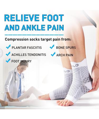 HUEGLO Plantar Fasciitis Compression Socks - 4 Pairs for Men and Women | Ankle Support Brace for Pain Relief and Neuropathy | Anti-Slip Foot Support (2Black+2White M) - Buy Online on GoSupps.com