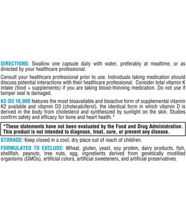 XYMOGEN K2-D3 10000 - Bioavailable Vitamin D3 K2 Supplement for Heart, Arterial, and Bone Health - Immune Support (60 Capsules) - Buy Online on GoSupps.com
