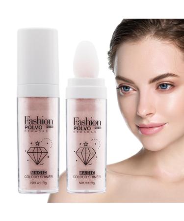 Face Highlighter Powder | Not-sticky Sparkle Highlighter Powder Makeup Cosmetic For Traveling Shopping Wedding Prom For Women Girls Pochy #2 Pink