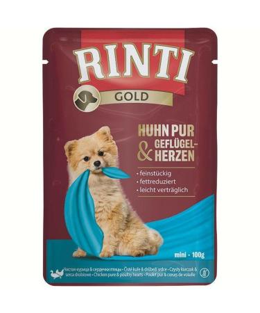 RINTI Gold Mini Pure Chicken & Beef | 10 x 100 g | Complete Food for Small Adult Dogs | Exclusively Chicken and Beef for Dogs with Sensitive to Allergies | in Fresh Pouch