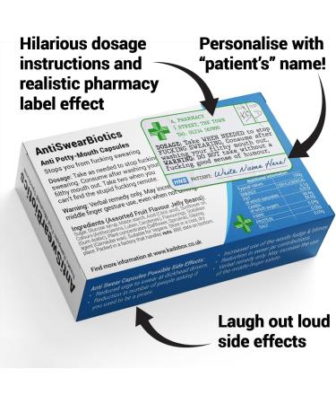 AntiSwearBiotics - Funny Rude Joke Prank Pill Box Swear Jar Secret Santa Gifts Men Funny Gifts for Men Funny Gifts for Women Stocking Fillers Women Secret Santa Gifts Under 10 pounds - Buy Online on GoSupps.com