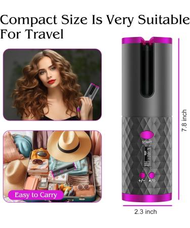 Automatic Cordless Hair Curler | Adjustable Timer & Temperature | Fast Heating Ceramic Curling Iron with LCD Display - Portable & Easy to Use - Buy Online on GoSupps.com